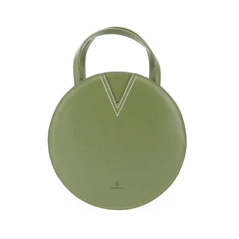 Stylish LEATHER WOMENs Circle Handbags Round SHOULDER BAGs Purse FOR WOMEN