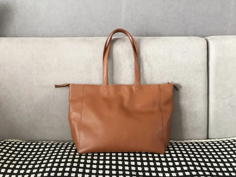 Stylish Womens Brown Leather Tote Bag Shoulder Tote Bag Brown Tote Purse For Women