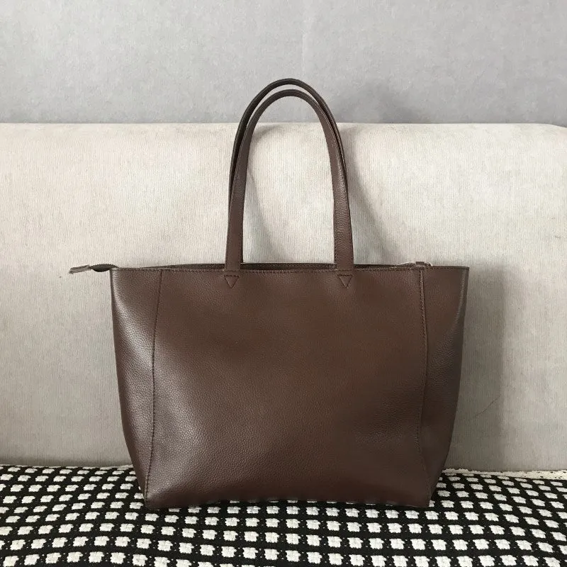Stylish Womens Brown Leather Tote Bag Shoulder Tote Bag Brown Tote Purse For Women