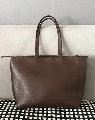 Stylish Womens Brown Leather Tote Bag Shoulder Tote Bag Brown Tote Purse For Women
