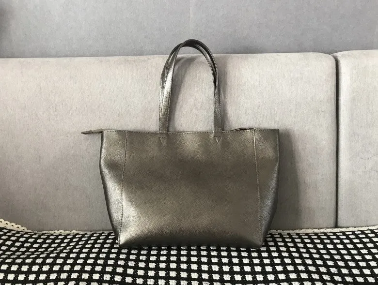 Stylish Womens Brown Leather Tote Bag Shoulder Tote Bag Brown Tote Purse For Women