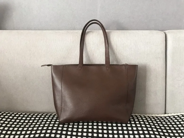 Stylish Womens Brown Leather Tote Bag Shoulder Tote Bag Brown Tote Purse For Women