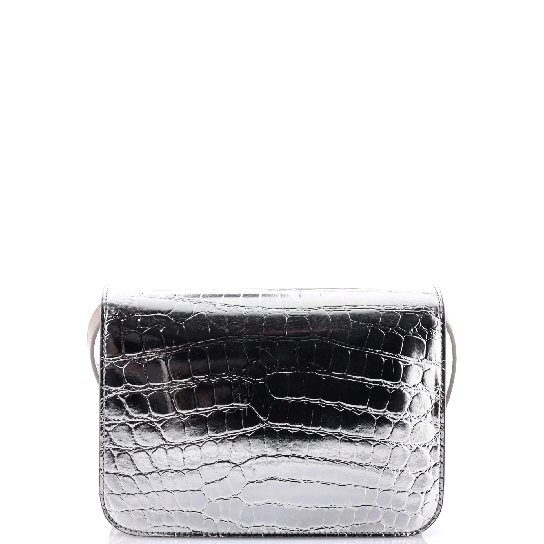 TB Flap Bag Embossed Metallic Leather Small