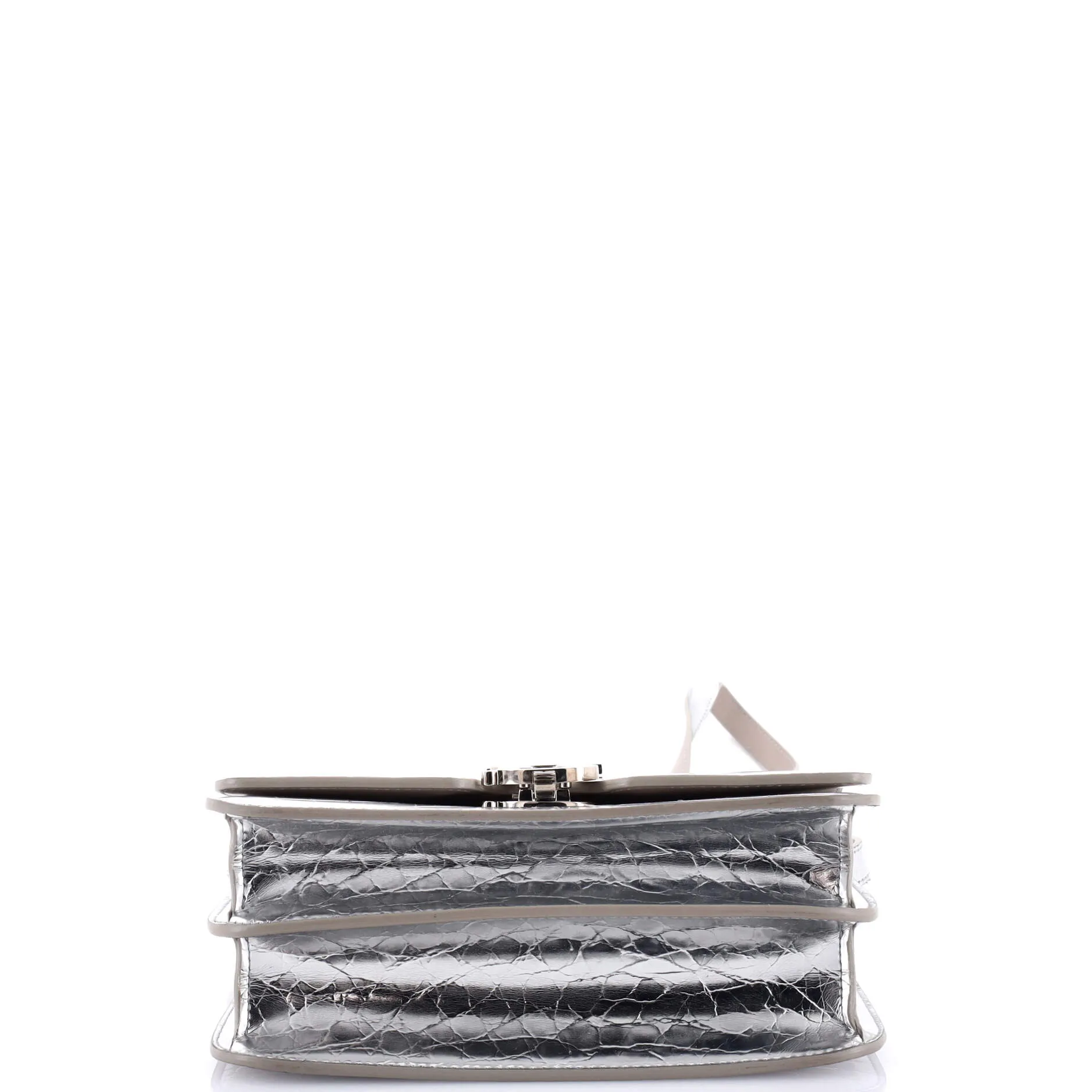 TB Flap Bag Embossed Metallic Leather Small