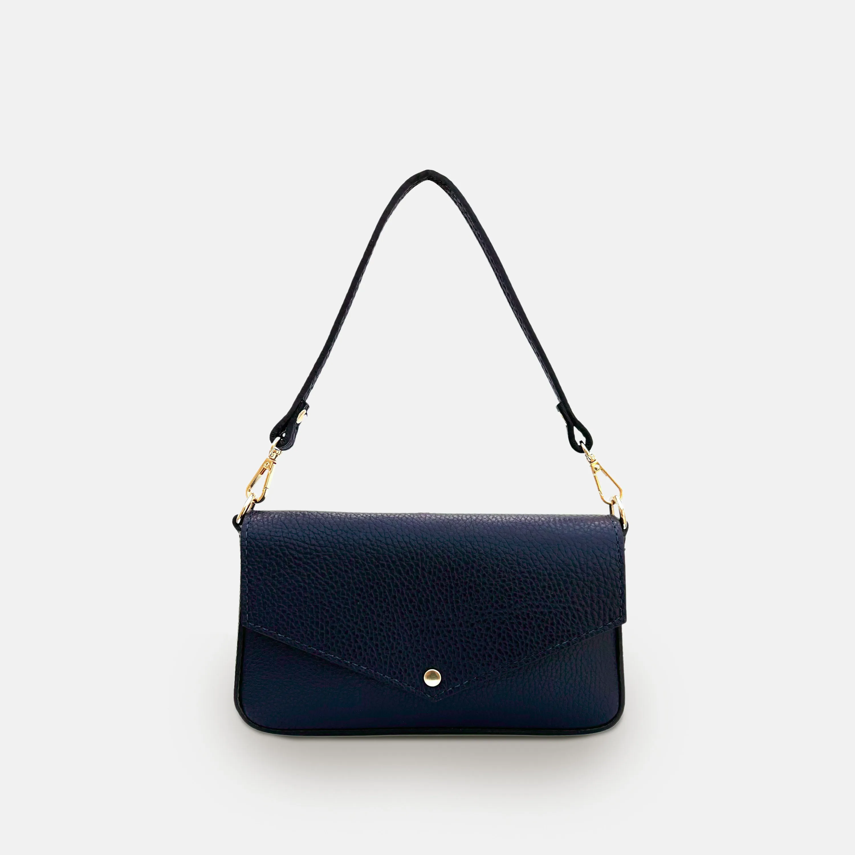 The Munro Navy Leather Shoulder Bag
