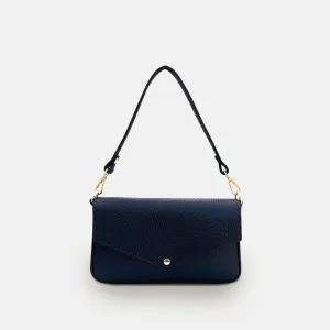 The Munro Navy Leather Shoulder Bag