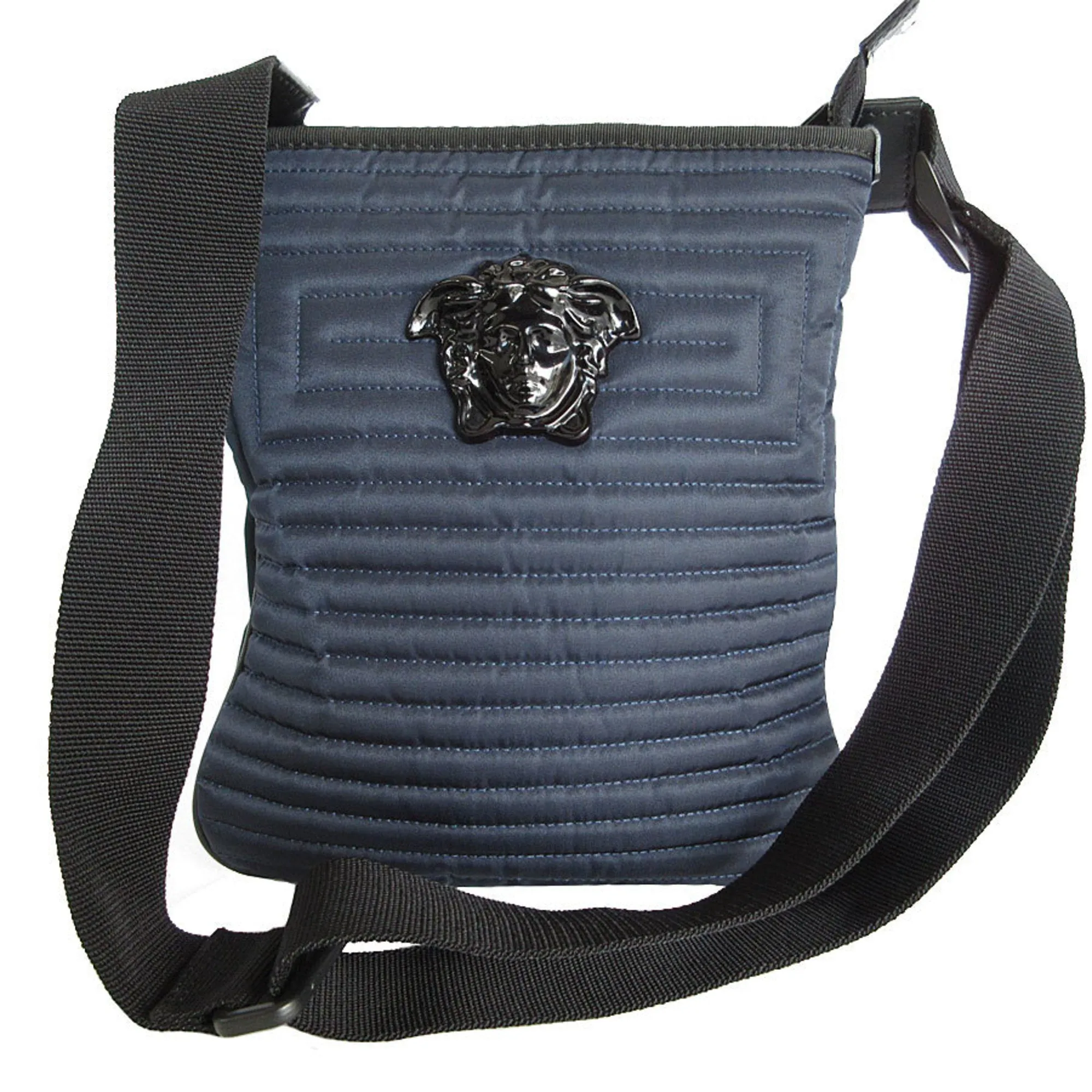 Versace  Navy Nylon Canvas Shoulder Bag (Pre-Owned)