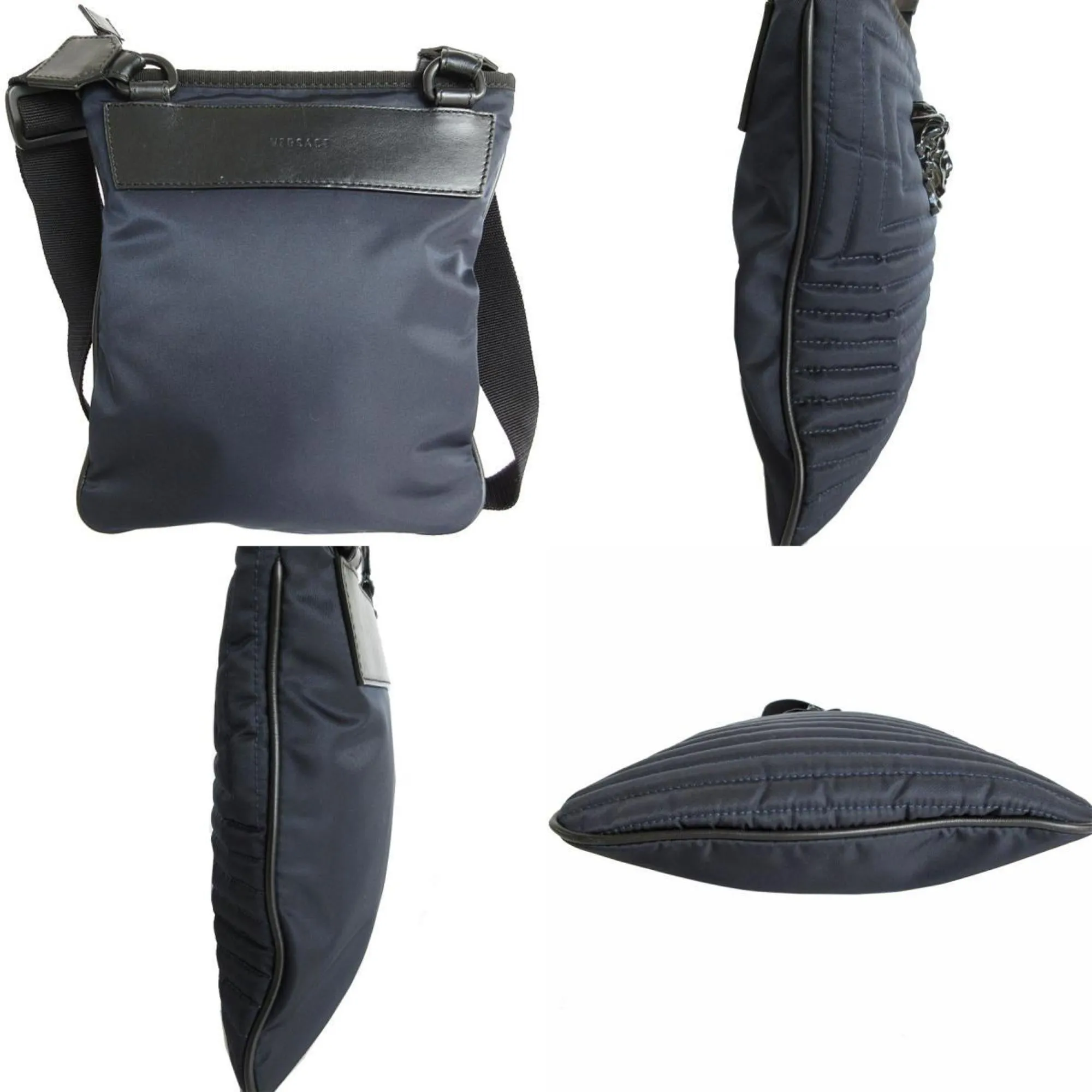 Versace  Navy Nylon Canvas Shoulder Bag (Pre-Owned)