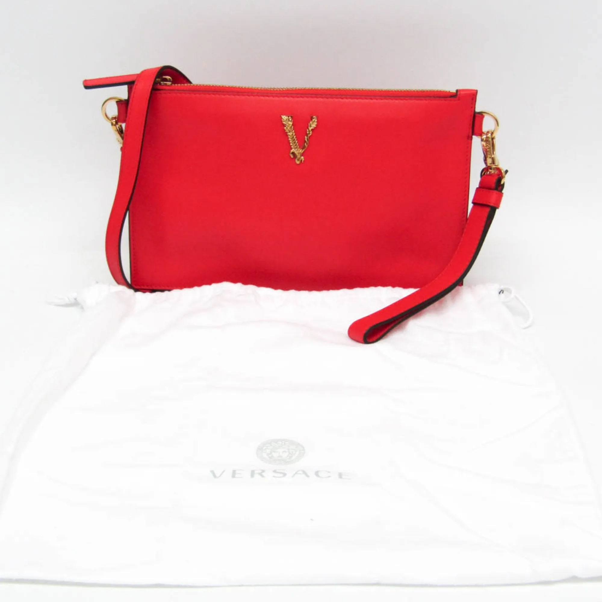 Versace Virtus  Leather Shoulder Bag (Pre-Owned)