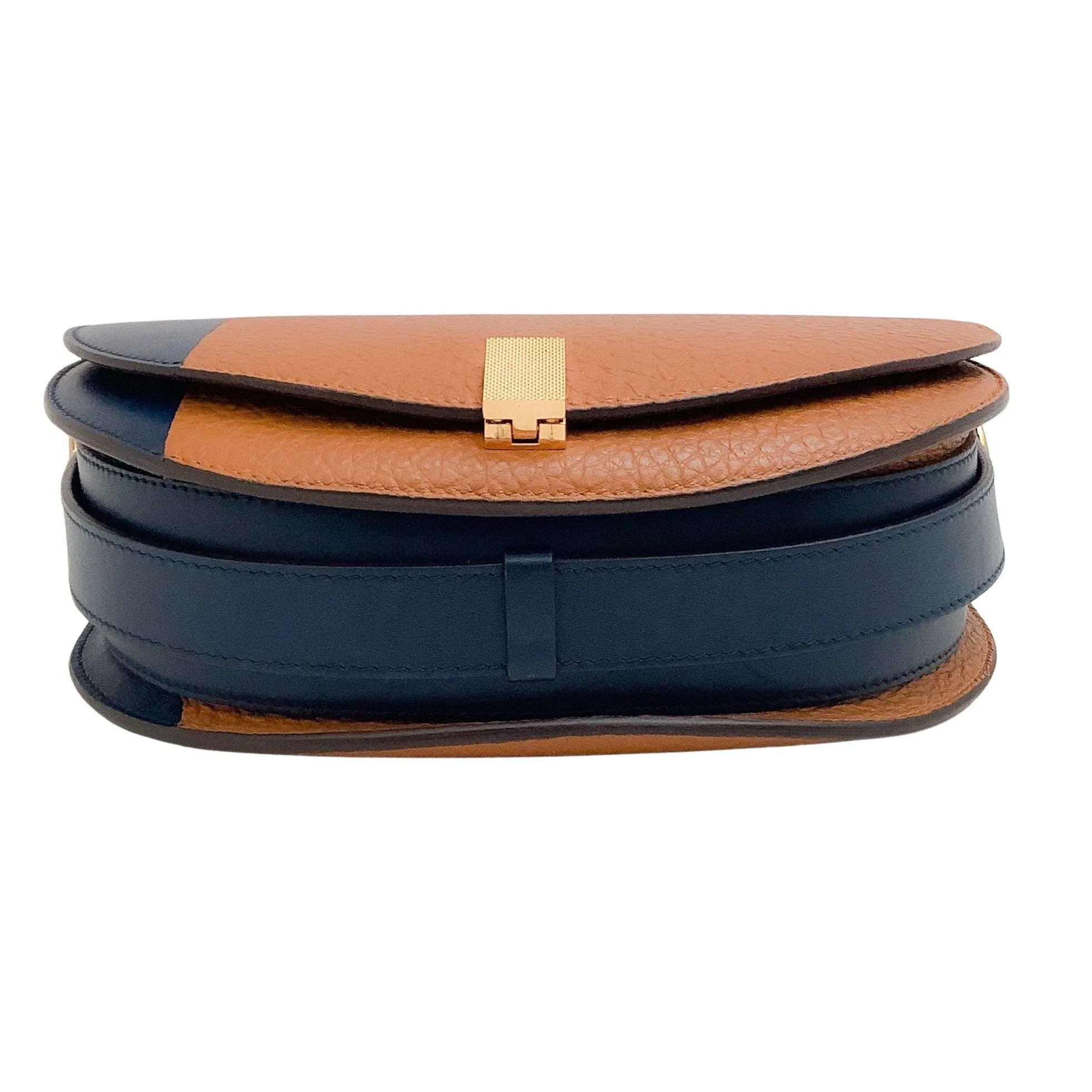 Victoria Beckham Navy Blue / Brown Leather Half Moon Shoulder Bag