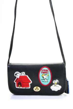 Vintage Coach X Peanuts For Collette Paris LTDE821 Leather Small Crossbody Bag Black
