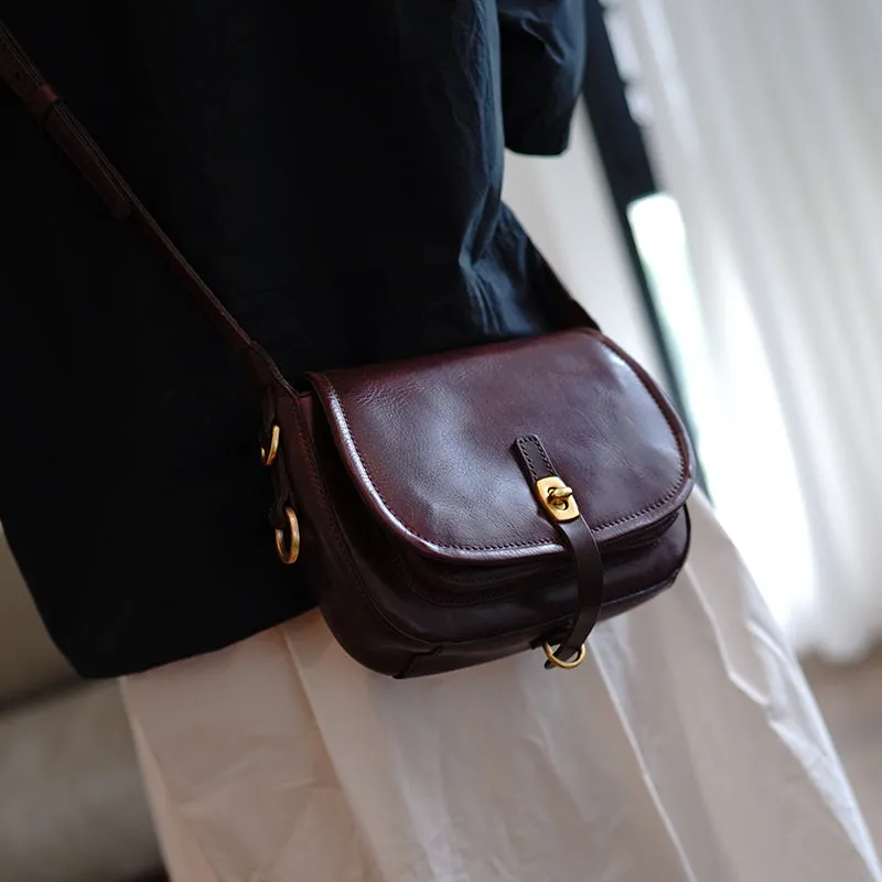 Vintage Coffee Womens Shoulder Bag Crossbody Saddle Bag Crossbody Purse for Ladies