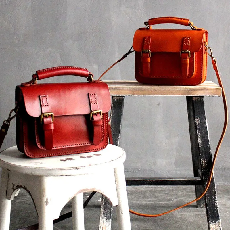 Vintage LEATHER WOMEN School SHOULDER BAG Satchel Bag Crossbody Purse FOR WOMEN
