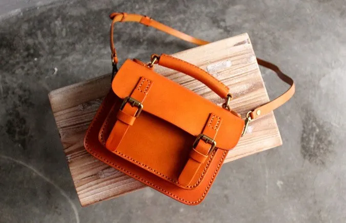 Vintage LEATHER WOMEN School SHOULDER BAG Satchel Bag Crossbody Purse FOR WOMEN