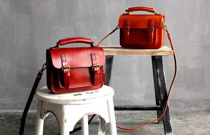 Vintage LEATHER WOMEN School SHOULDER BAG Satchel Bag Crossbody Purse FOR WOMEN