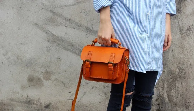 Vintage LEATHER WOMEN School SHOULDER BAG Satchel Bag Crossbody Purse FOR WOMEN
