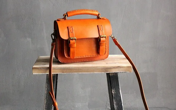 Vintage LEATHER WOMEN School SHOULDER BAG Satchel Bag Crossbody Purse FOR WOMEN