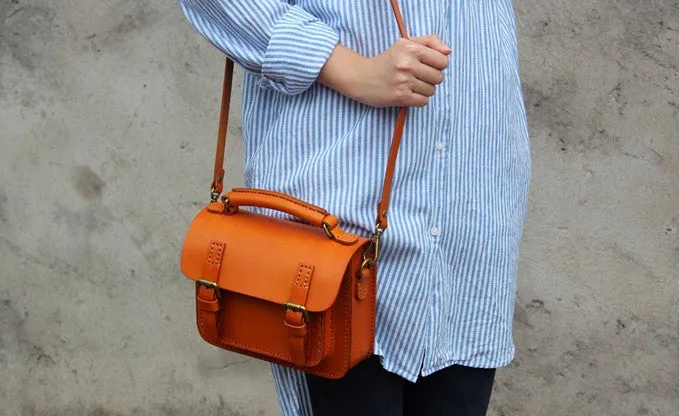 Vintage LEATHER WOMEN School SHOULDER BAG Satchel Bag Crossbody Purse FOR WOMEN