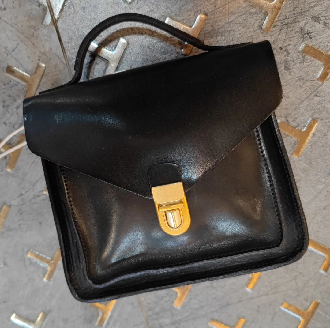 Vintage Leather Womens Square Satchels Shoulder Bags School Crossbody Purse for Women