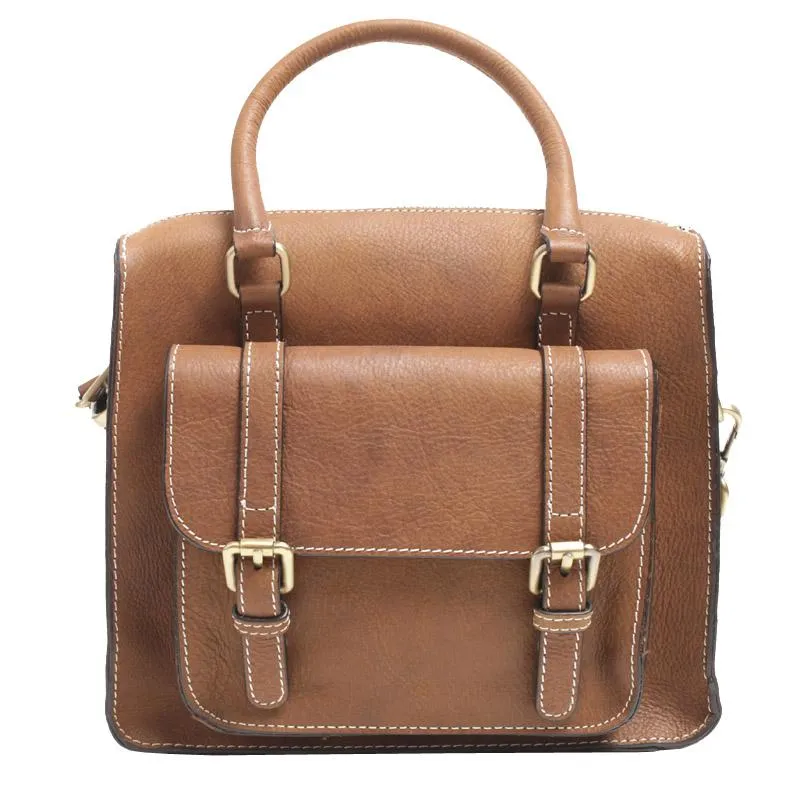 Vintage Womens Black Leather Satchel Handbags Structured Satchel Shoulder Purse School Purse for Ladies