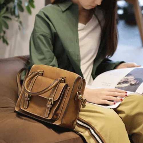 Vintage Womens Black Leather Satchel Handbags Structured Satchel Shoulder Purse School Purse for Ladies