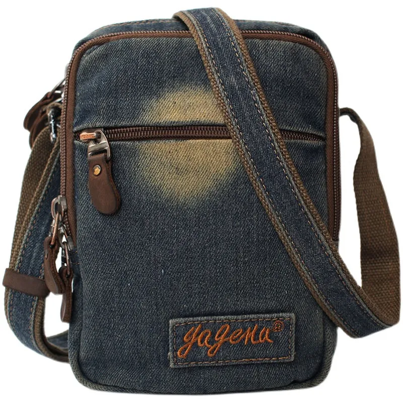 Vintage Womens Blue Denim Vertical Side Bags Denim School Shoulder Purse for Women
