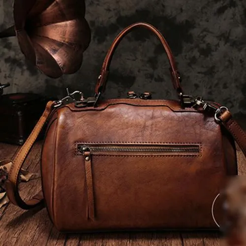 Vintage WOmens Green Leather Handbags Studded Work Bag Vintage Leather Shoulder Purses