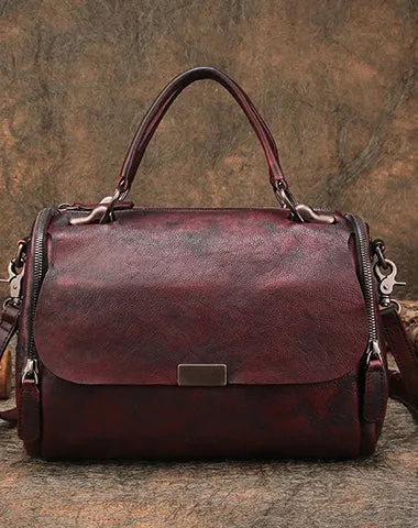 Vintage Womens Leather Handbag Purse Handbag Rivet Shoulder Bag for Ladies