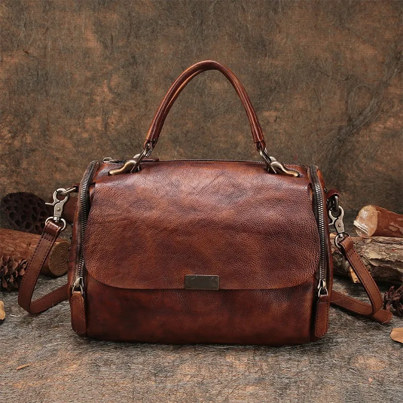 Vintage Womens Leather Handbag Purse Handbag Rivet Shoulder Bag for Ladies