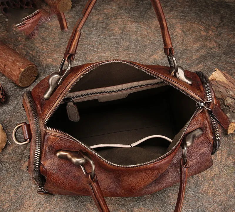Vintage Womens Leather Handbag Purse Handbag Rivet Shoulder Bag for Ladies