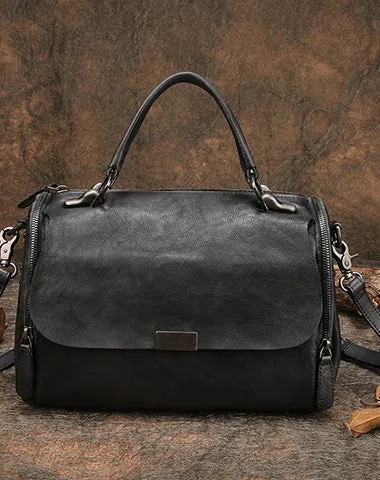 Vintage Womens Leather Handbag Purse Handbag Rivet Shoulder Bag for Ladies