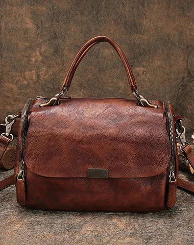 Vintage Womens Leather Handbag Purse Handbag Rivet Shoulder Bag for Ladies