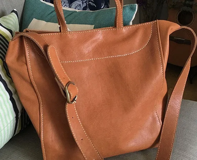 Vintage WOMENs LEATHER Handbag Tote Bag Work Tote Shoulder Purse FOR WOMEN
