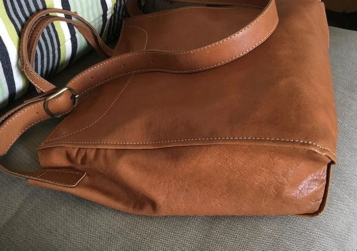 Vintage WOMENs LEATHER Handbag Tote Bag Work Tote Shoulder Purse FOR WOMEN