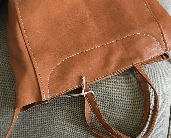 Vintage WOMENs LEATHER Handbag Tote Bag Work Tote Shoulder Purse FOR WOMEN