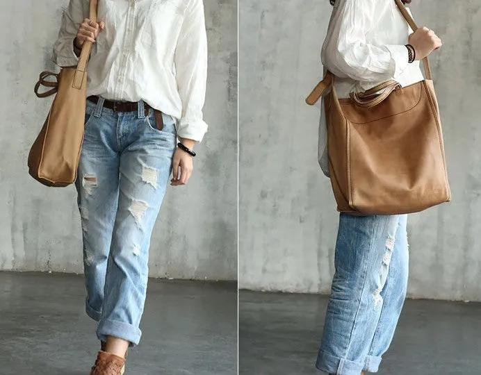 Vintage WOMENs LEATHER Handbag Tote Bag Work Tote Shoulder Purse FOR WOMEN