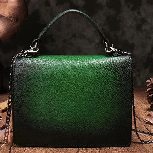 Vintage Womens Red Leather Handbags Purse Satchel Handbags Shoulder Crossbody Bags for Ladies