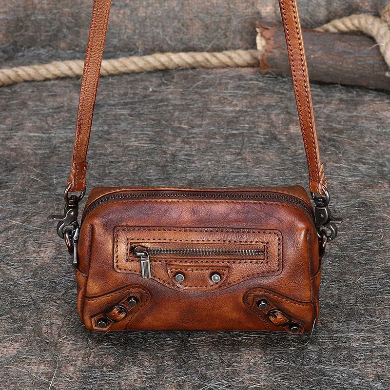 Vintage Womens Red Leather Wristlet Wallets Mini Shoulder Bag Small Crossbody Bag for Women