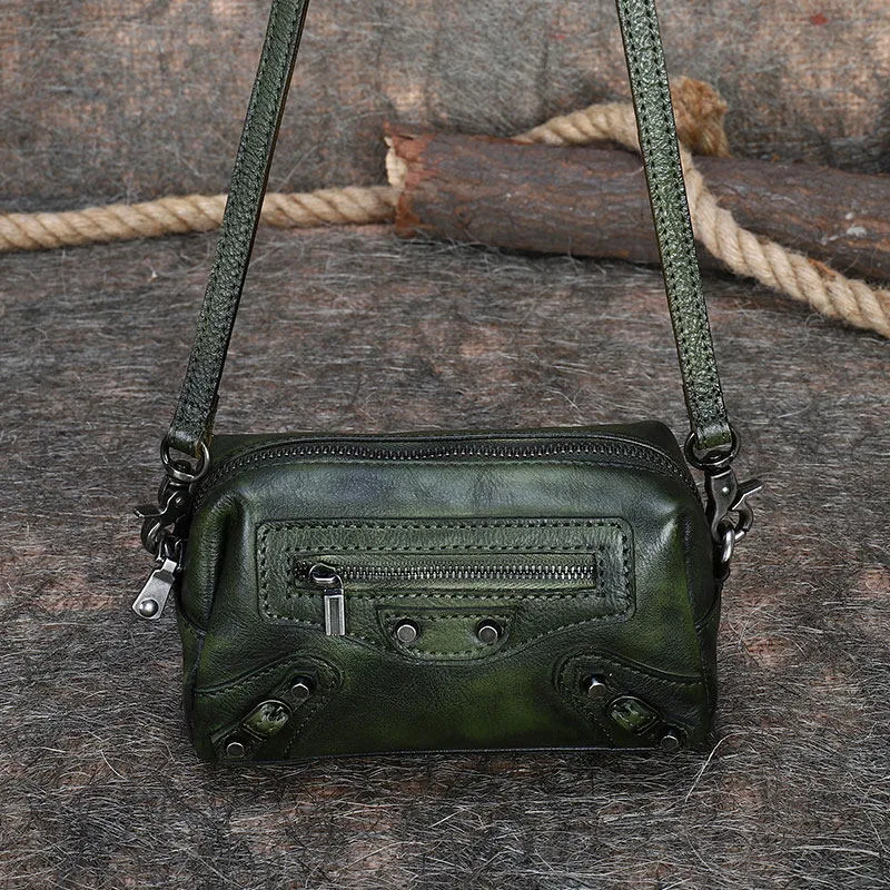 Vintage Womens Red Leather Wristlet Wallets Mini Shoulder Bag Small Crossbody Bag for Women