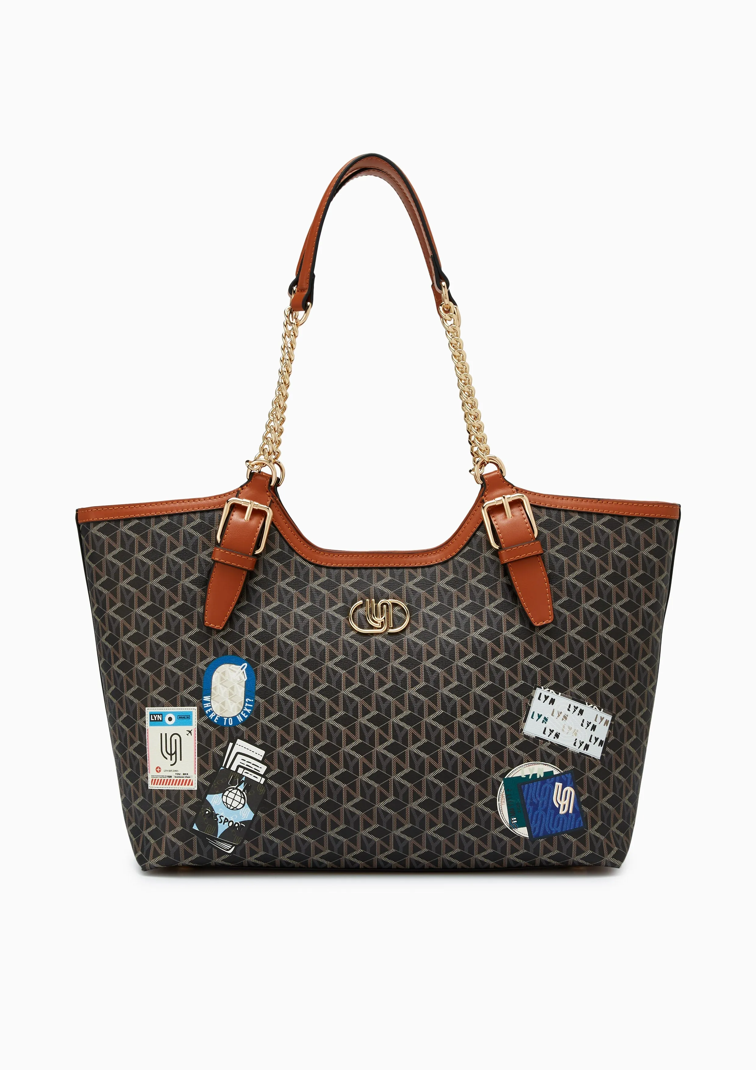 Wander Infinite Xl Tote Bag Tan/Black Printed