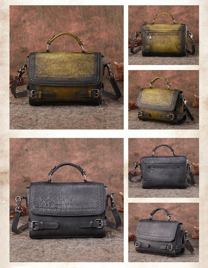 Womens Black Gray Leather Satchel Bag School Shoulder Bag Best Crossbody Purse for Ladies