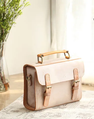 Womens Blue Leather Small Satchel Shoulder Bag Waxed Leather Cambridge Small Satchel Handbag Purse for Women