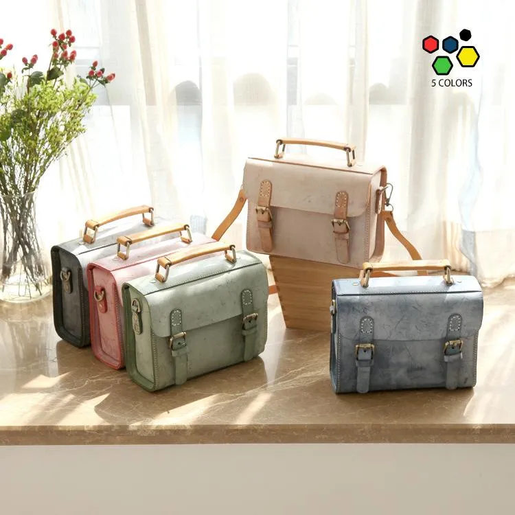 Womens Blue Leather Small Satchel Shoulder Bag Waxed Leather Cambridge Small Satchel Handbag Purse for Women