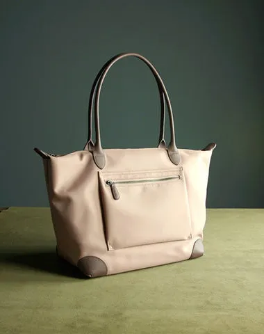 Womens Light Pink Nylon Shoulder Tote Medium Pink Nylon Handbag Purse for Ladies