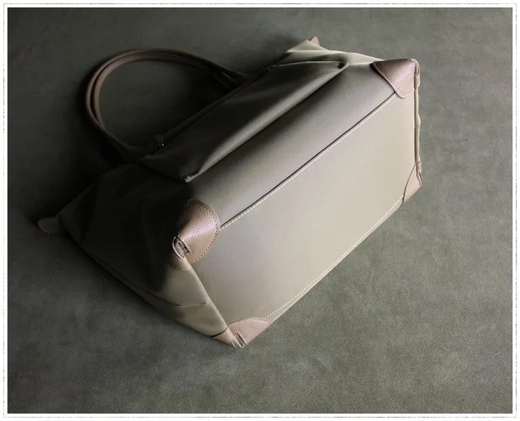 Womens Light Pink Nylon Shoulder Tote Medium Pink Nylon Handbag Purse for Ladies