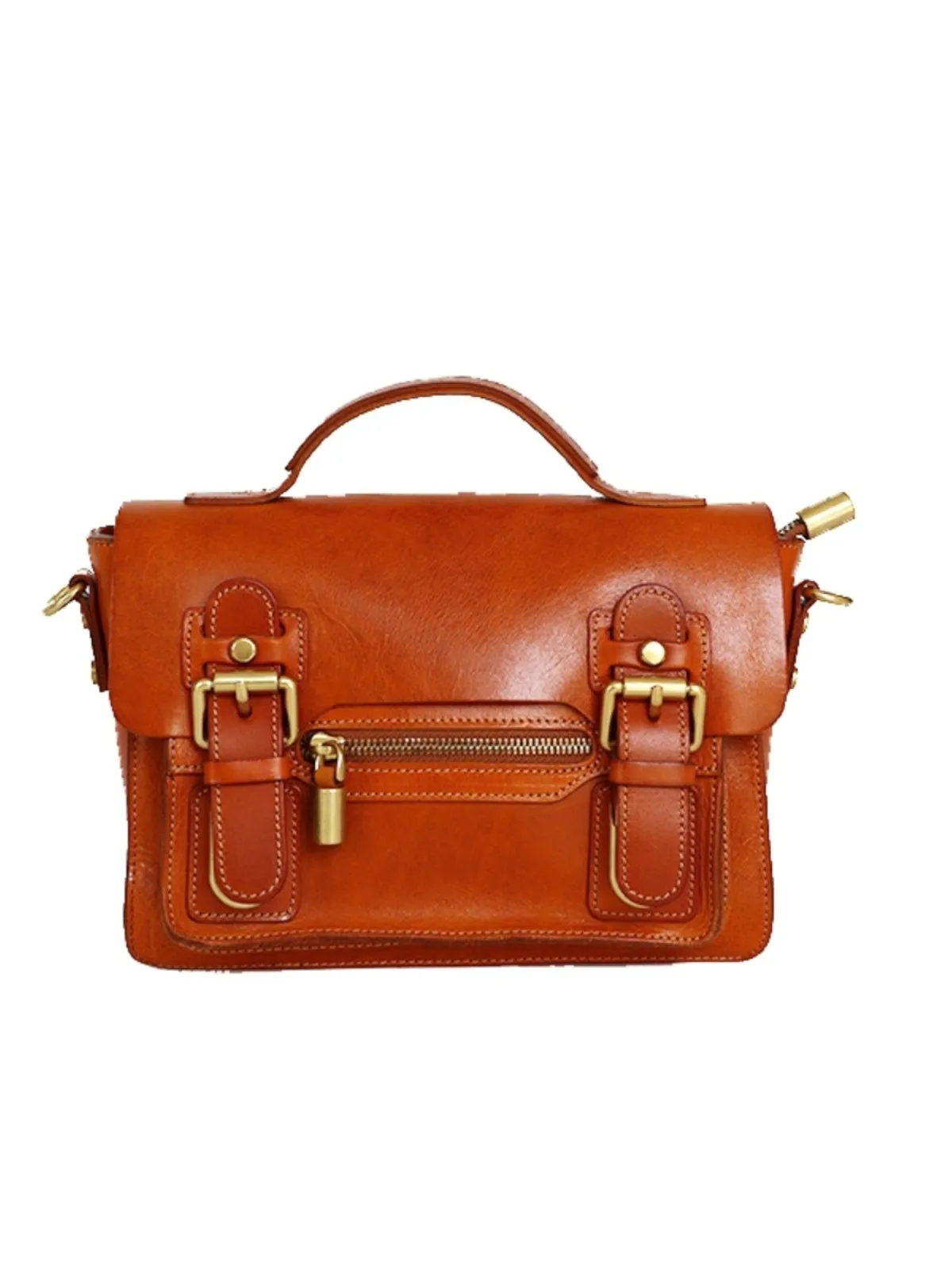 Womens Small Leather Satchel Crossbody Bag Vintage School Handbags Shoulder Bag for Ladies