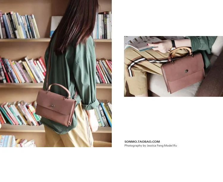 Womens Vintage Black Leather Work Handbag Pink Satchel Shoulder Bag Simple Crossbody Bag
