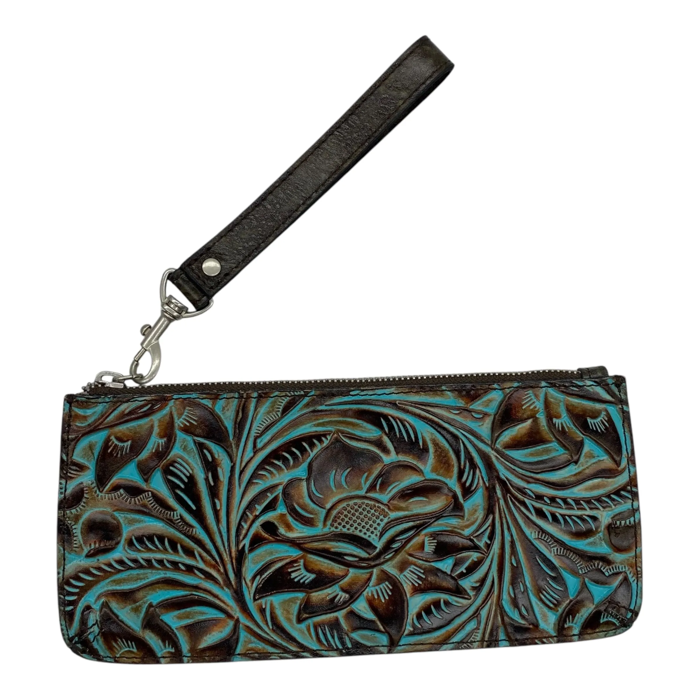 Wristlet Designer By Patricia Nash In Blue & Brown, Size:Medium